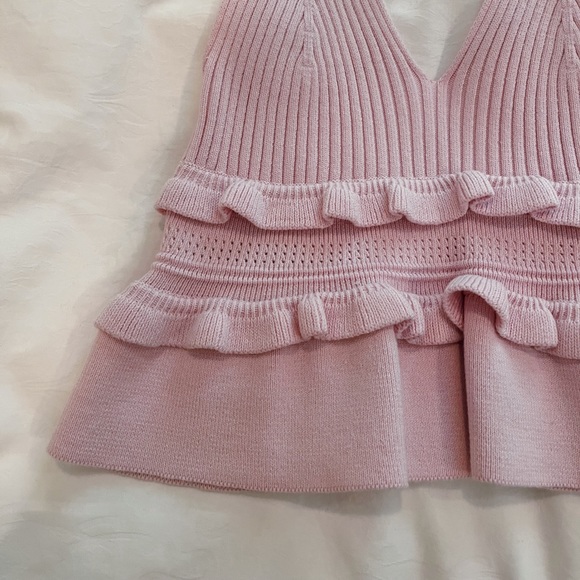 BCBGeneration Ruffle-Trim Peplum Knit Top in Peony - Picture 5 of 7